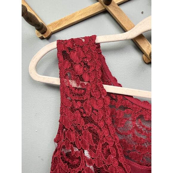 Davids Bridal Bridesmaid Dress Womens 2‎ Red Lace Bodice Chiffon Maxi F19328 - Picture 9 of 9